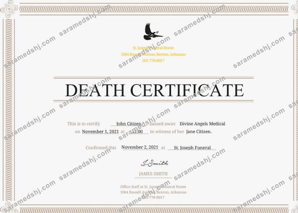 USA Certificate of Death